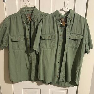 Classic Olive Men's Button Down Shirt Pair